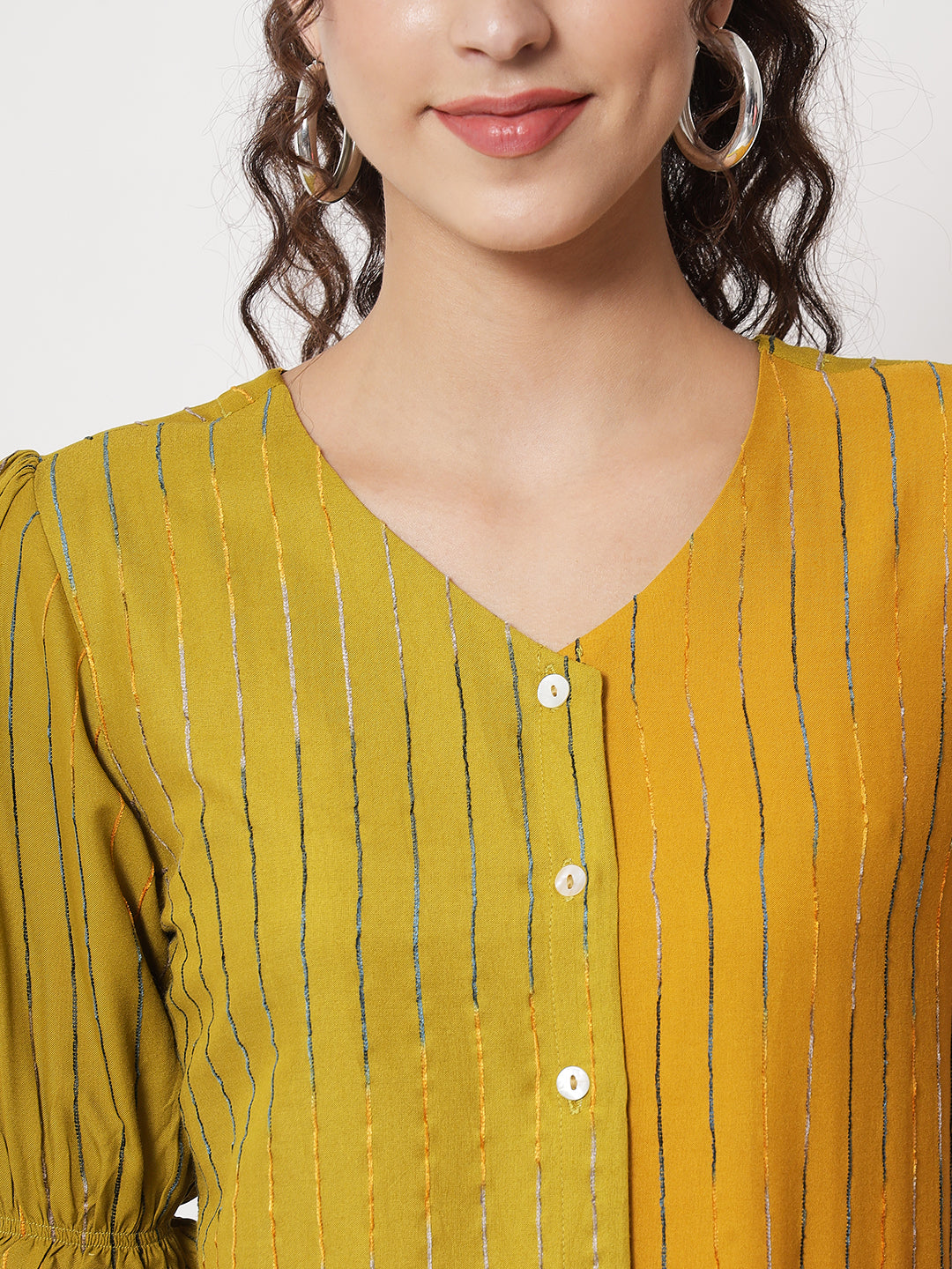 Women's Party Half Sleeve Striped Green Top