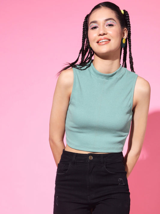 Women's Casual No Sleeve Solid Pista Top