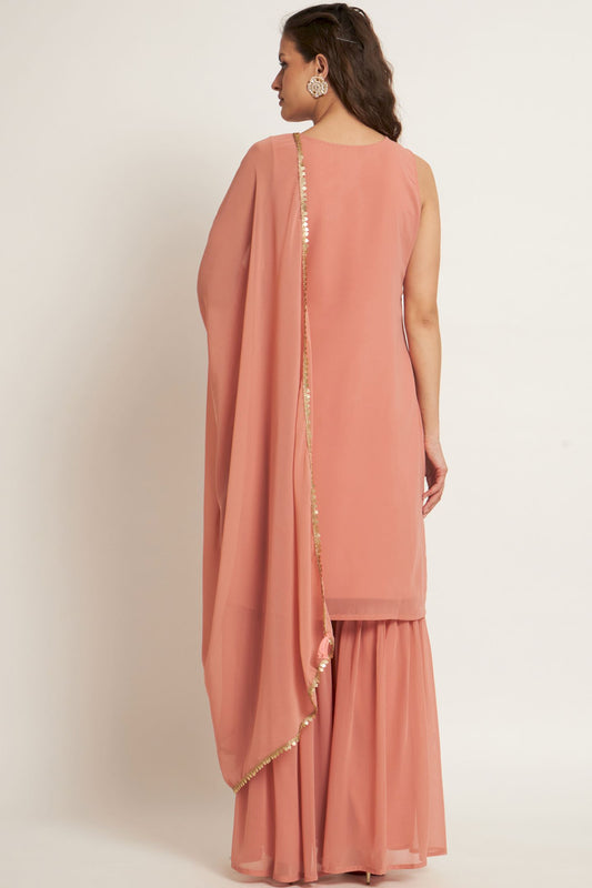 Women's Embroidered Georgett Kurta and Sharara Set
