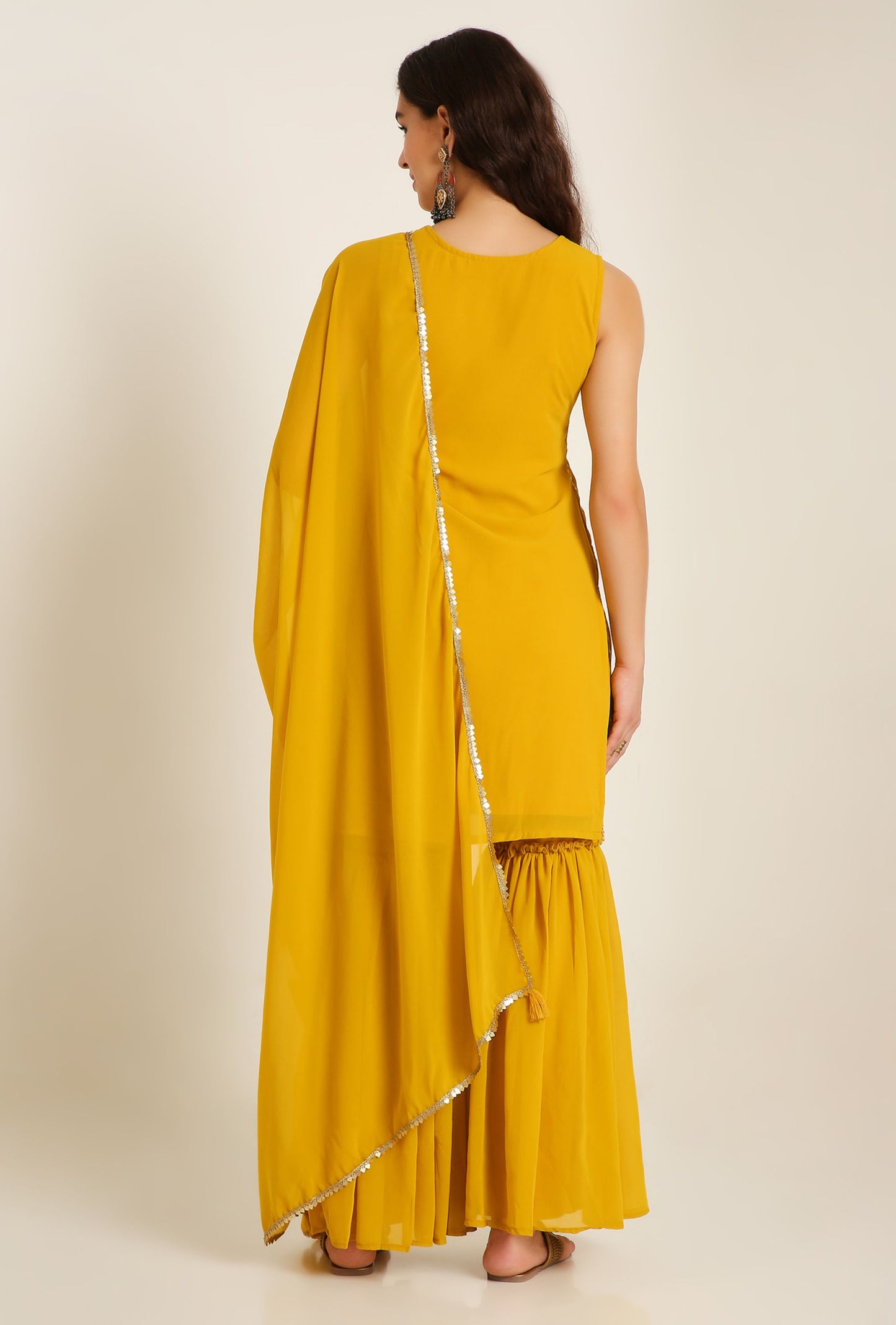 Women's Embroidered Georgett Kurta and Sharara Set