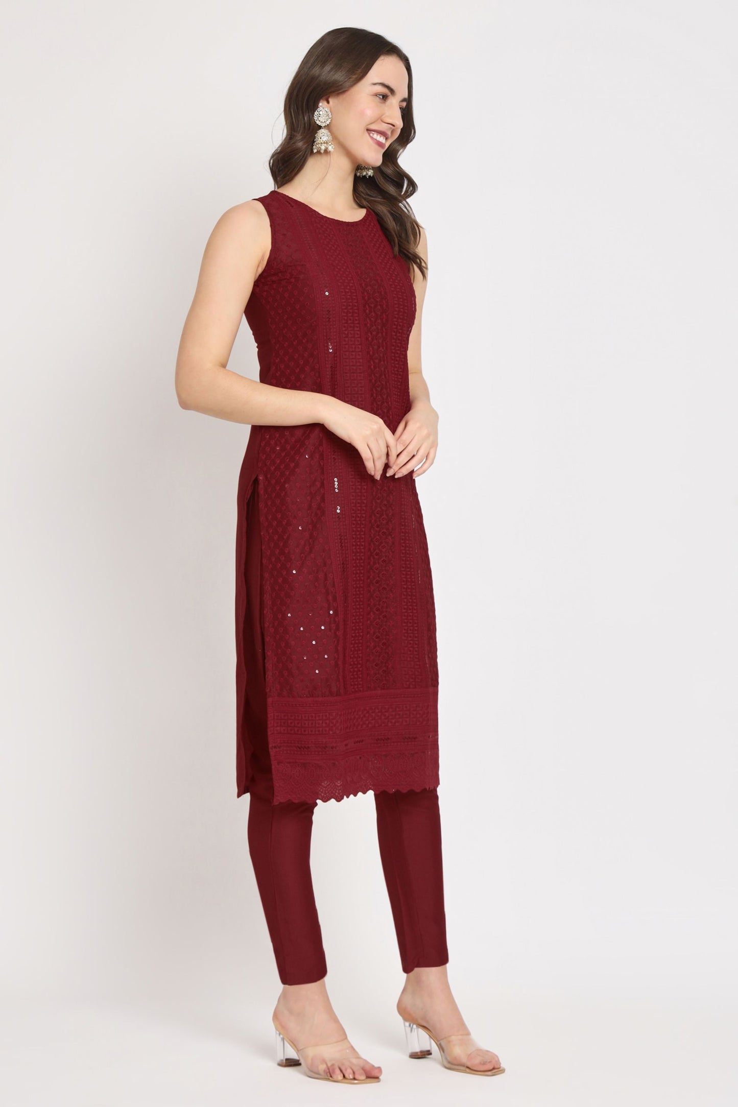 Women's  Embroidered Silk Blend Kurta Pyjama & Dupatta Set