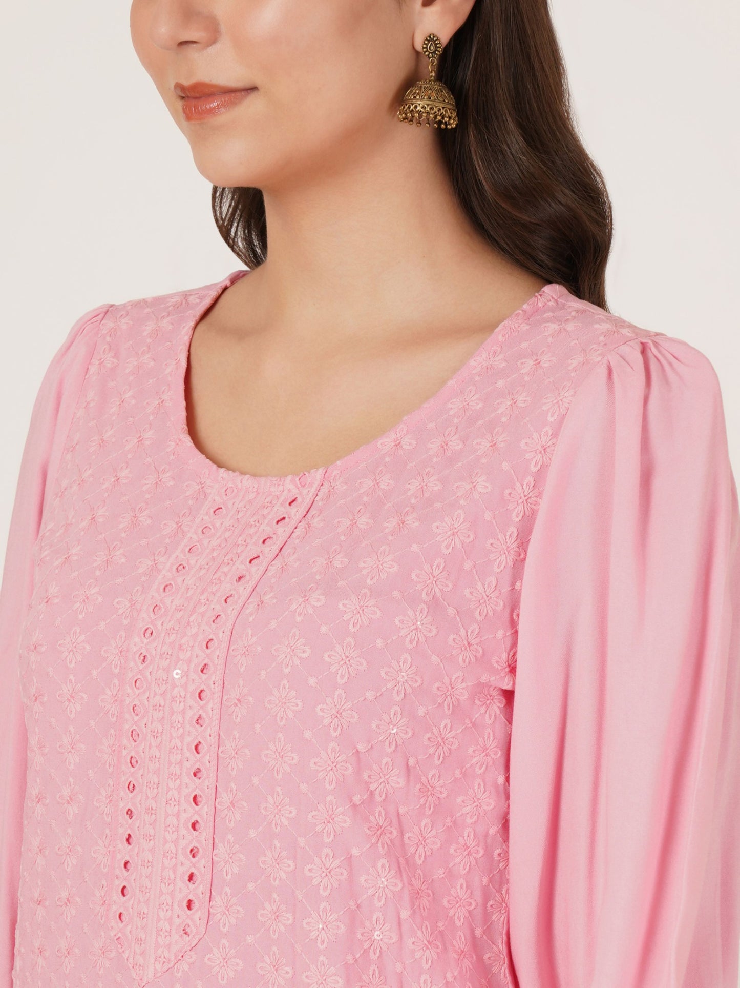 Women's  Embroidered Rayon Kurta Pyjama & Dupatta Set