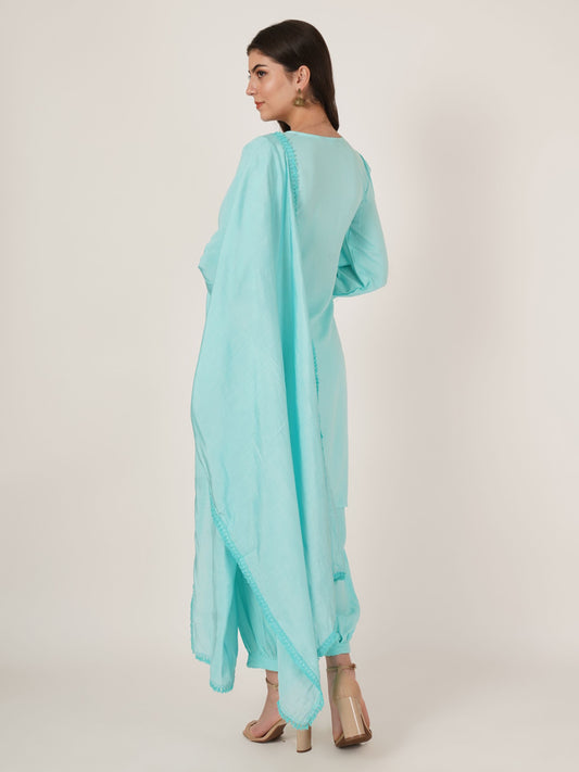 Women's Embroidered Rayon Kurta Pyjama & Dupatta Set
