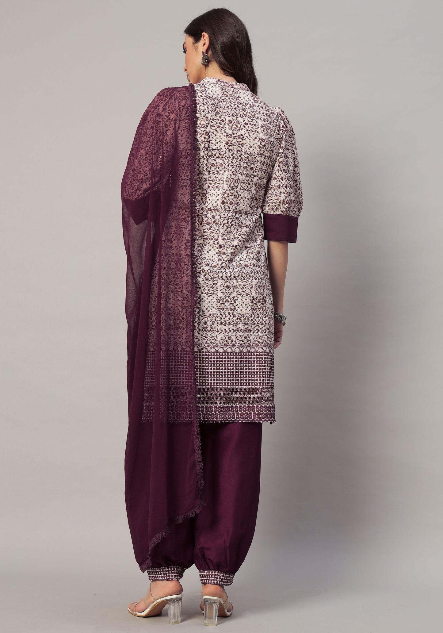 Women's  Olive Embroidered Viscose Kurta Dhoti Pant & Dupatta Set