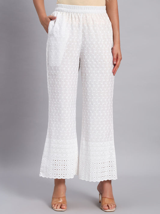 Women's Ice Cream Cone Design Embroidered Chikankari Palazzo