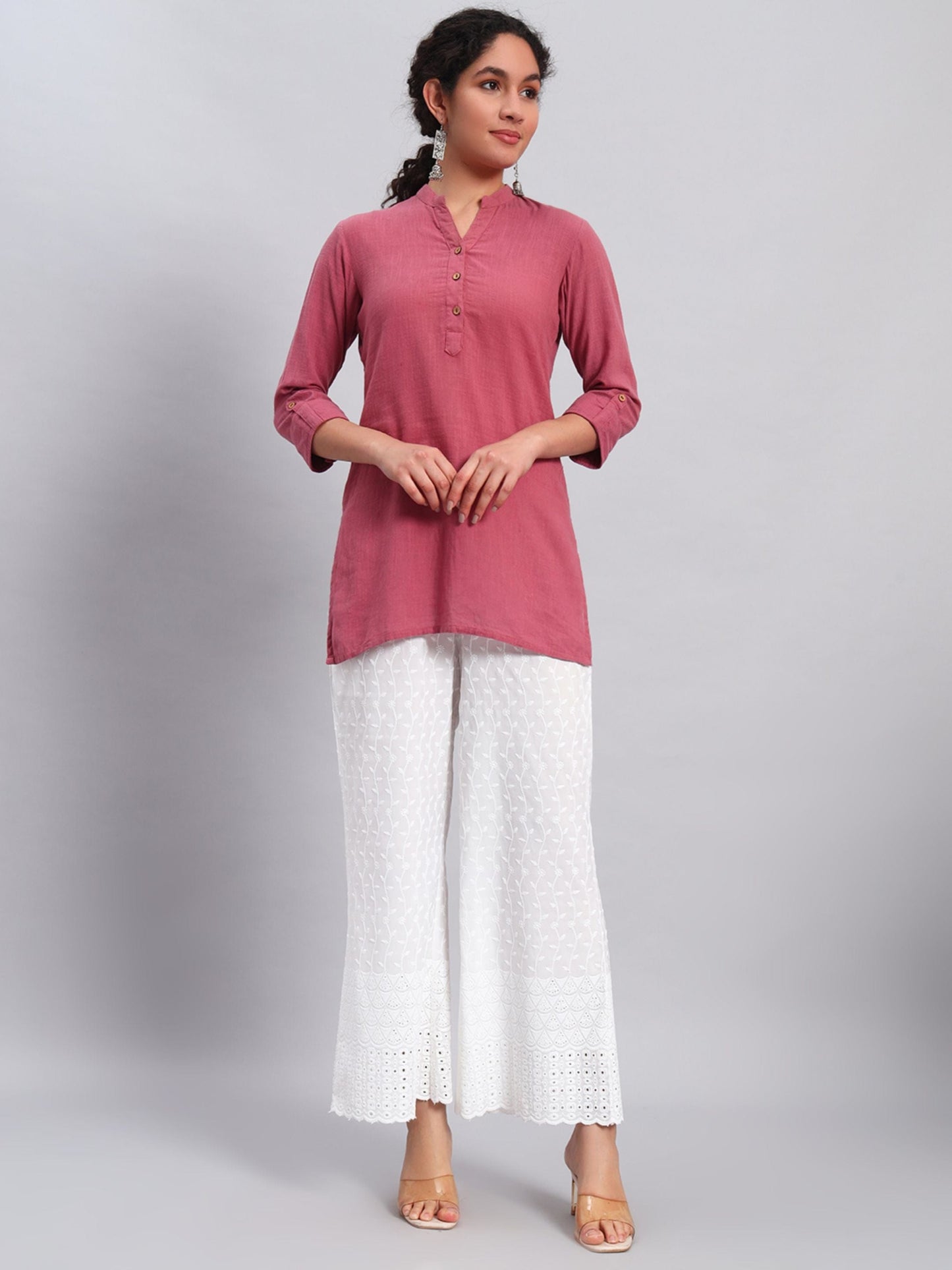 Women's Ice Cream Cone Design Embroidered Chikankari Palazzo