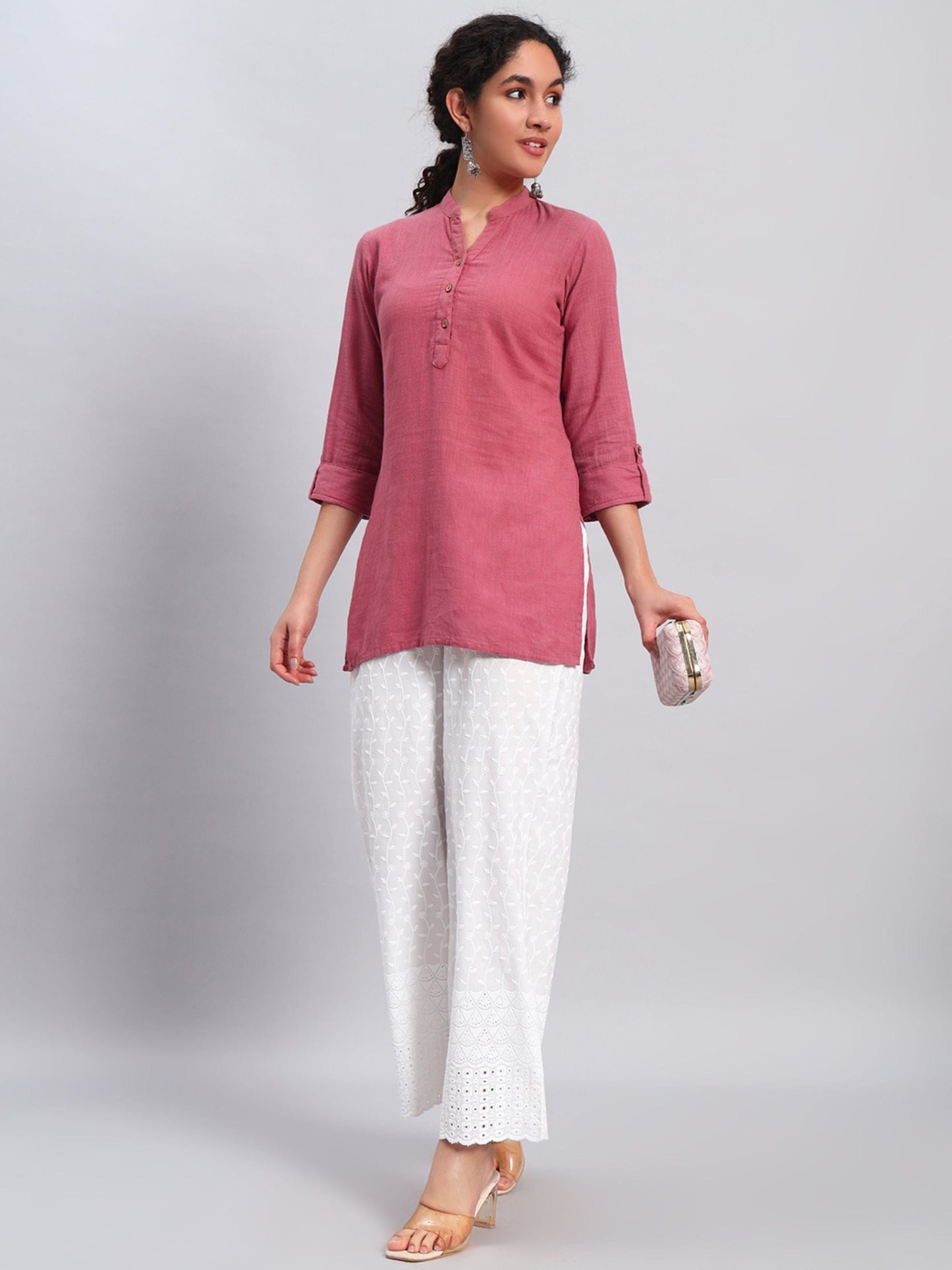 Women's Ice Cream Cone Design Embroidered Chikankari Palazzo