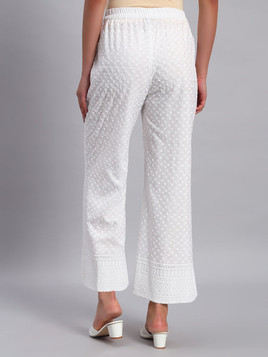 Women's Corn and Borer Design Embroidered Chikankari Palazzo