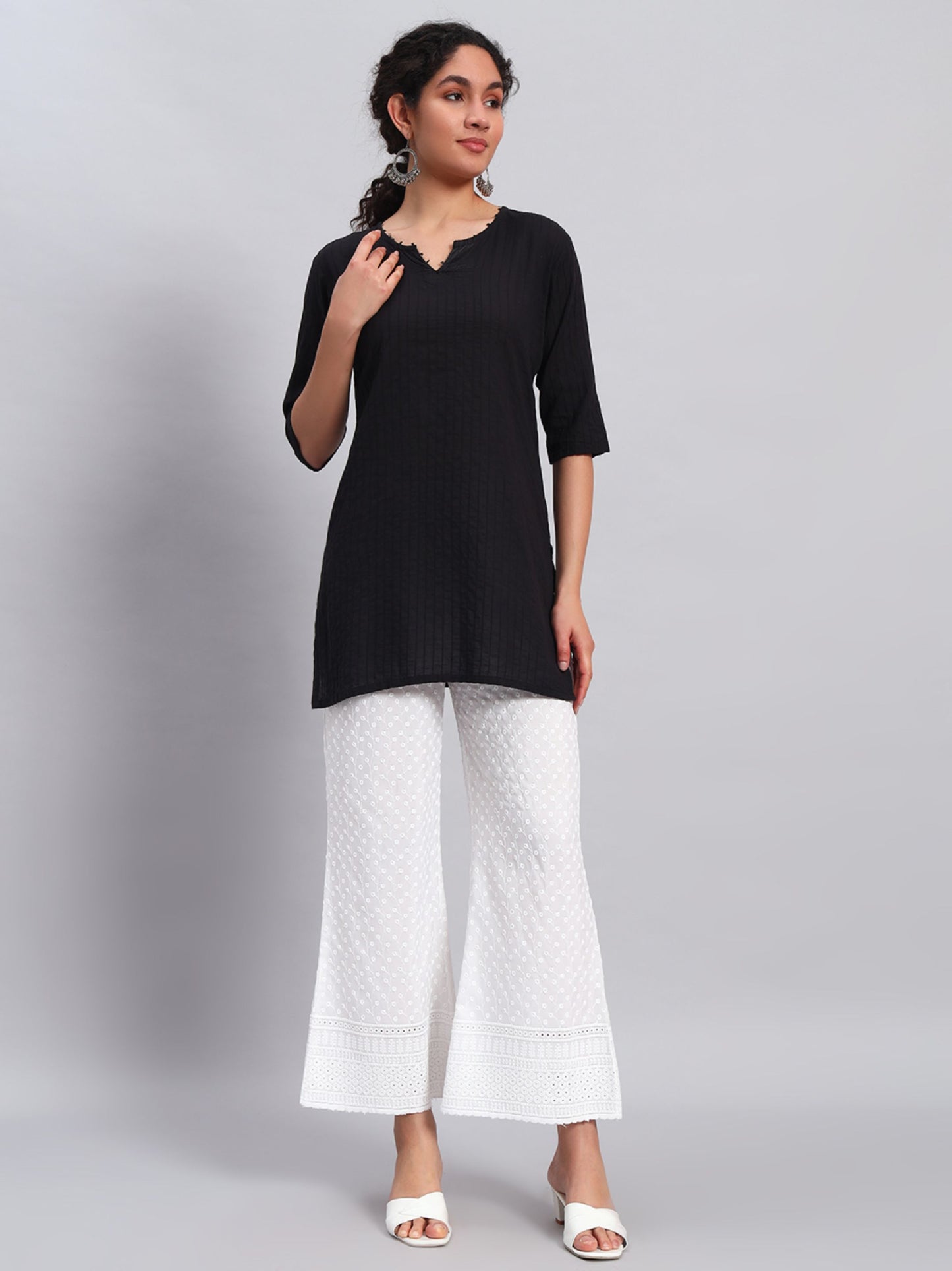 Women's Corn and Borer Design Embroidered Chikankari Palazzo