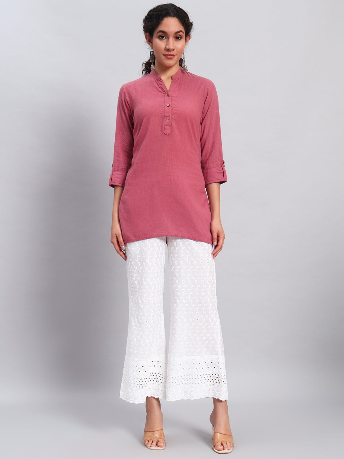 Women's Jalebi Borer Design Embroidered Chikankari Palazzo
