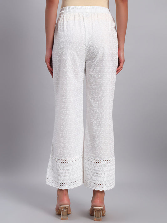 Women's Borer Design Embroidered Chikankari Palazzo
