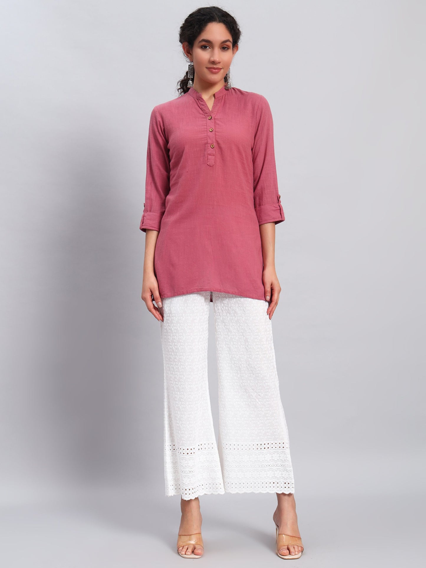 Women's Borer Design Embroidered Chikankari Palazzo