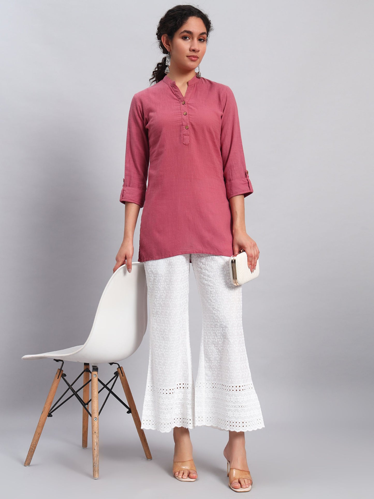 Women's Borer Design Embroidered Chikankari Palazzo