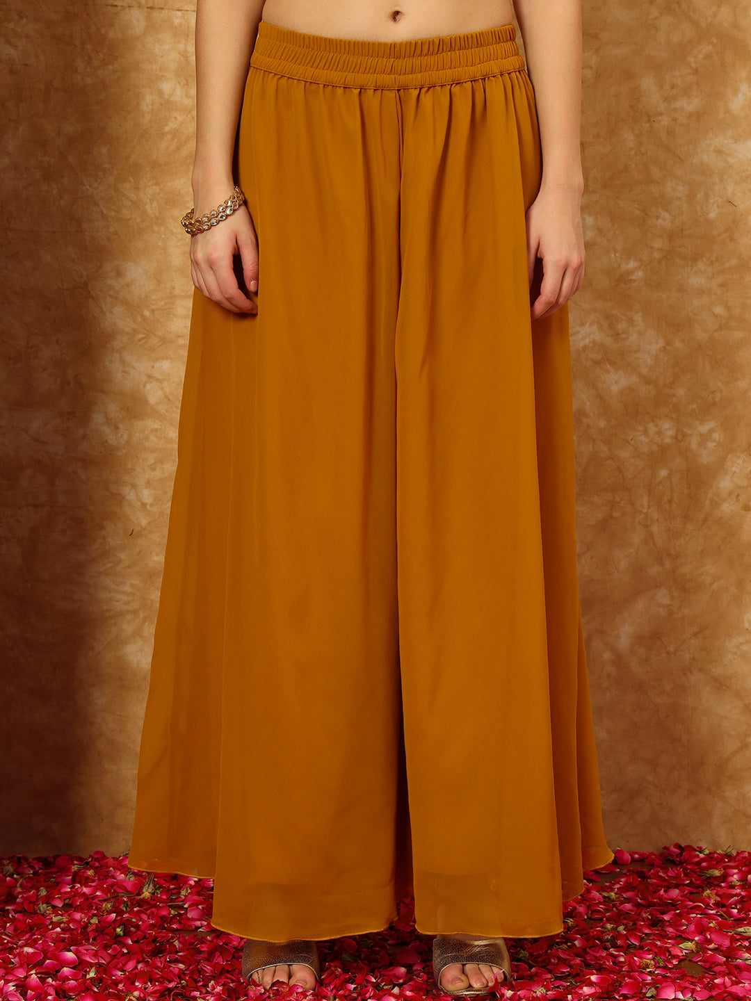 Women's Embroidered Georgette Kurta and Palazzo Set With Dupatta