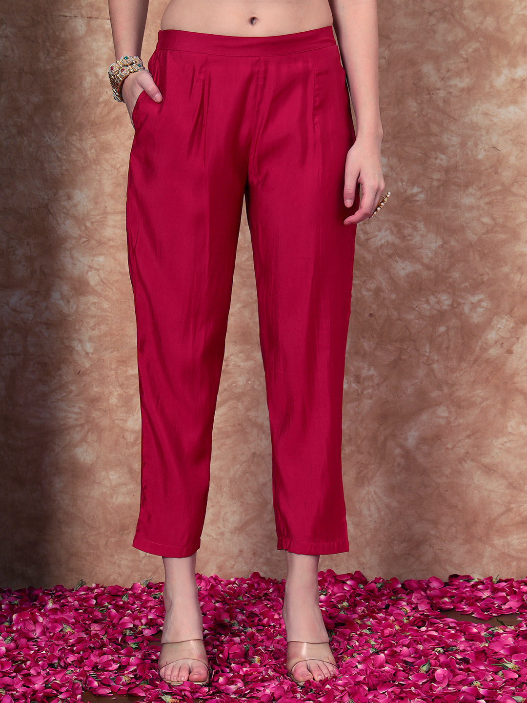 Women's Embroidered Silk Kurta, Pyjama & Dupatta Set
