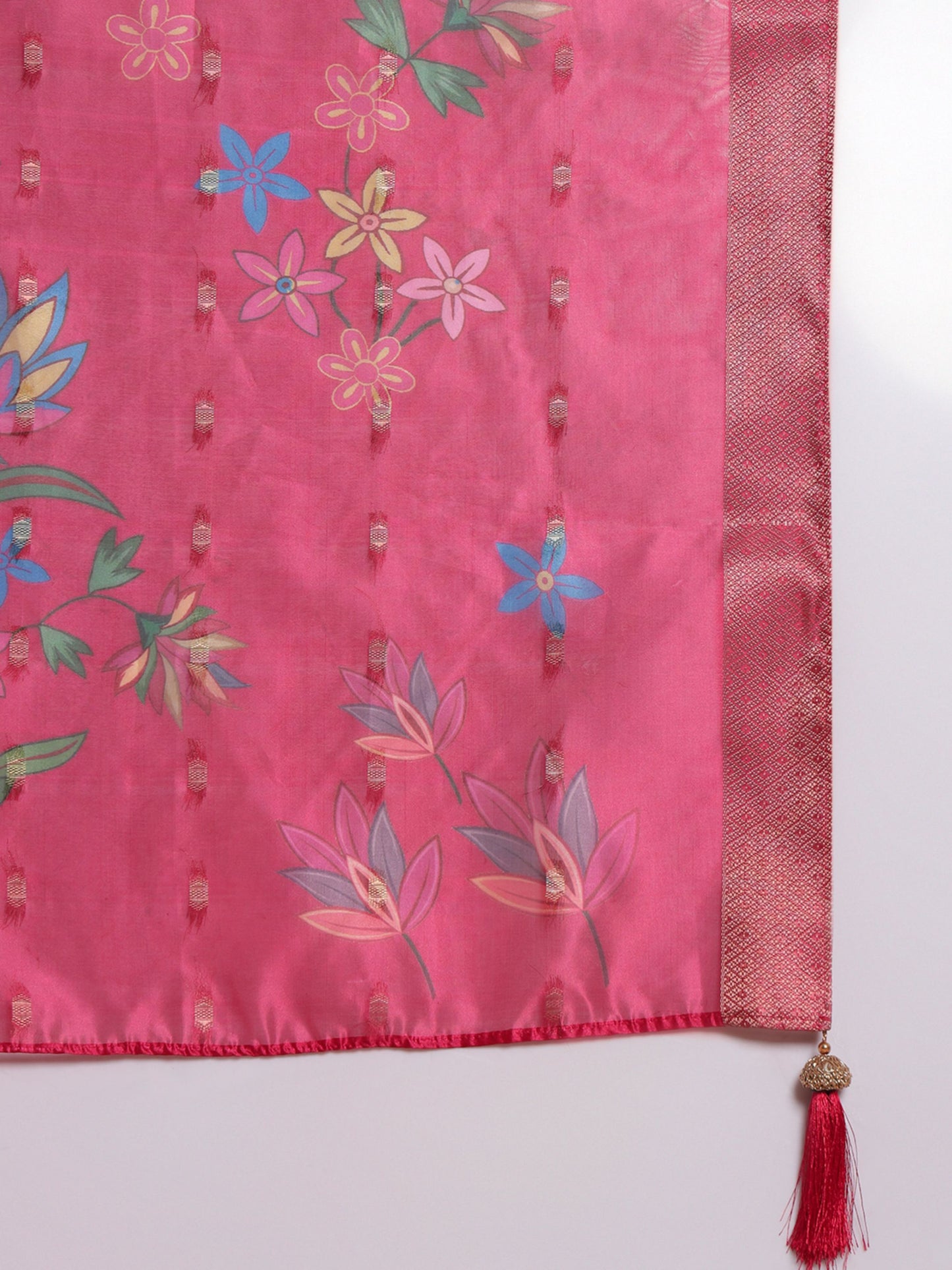 Raspberry Pink Embroidered Silk Women's Kurta, Pyjama & Dupatta Set
