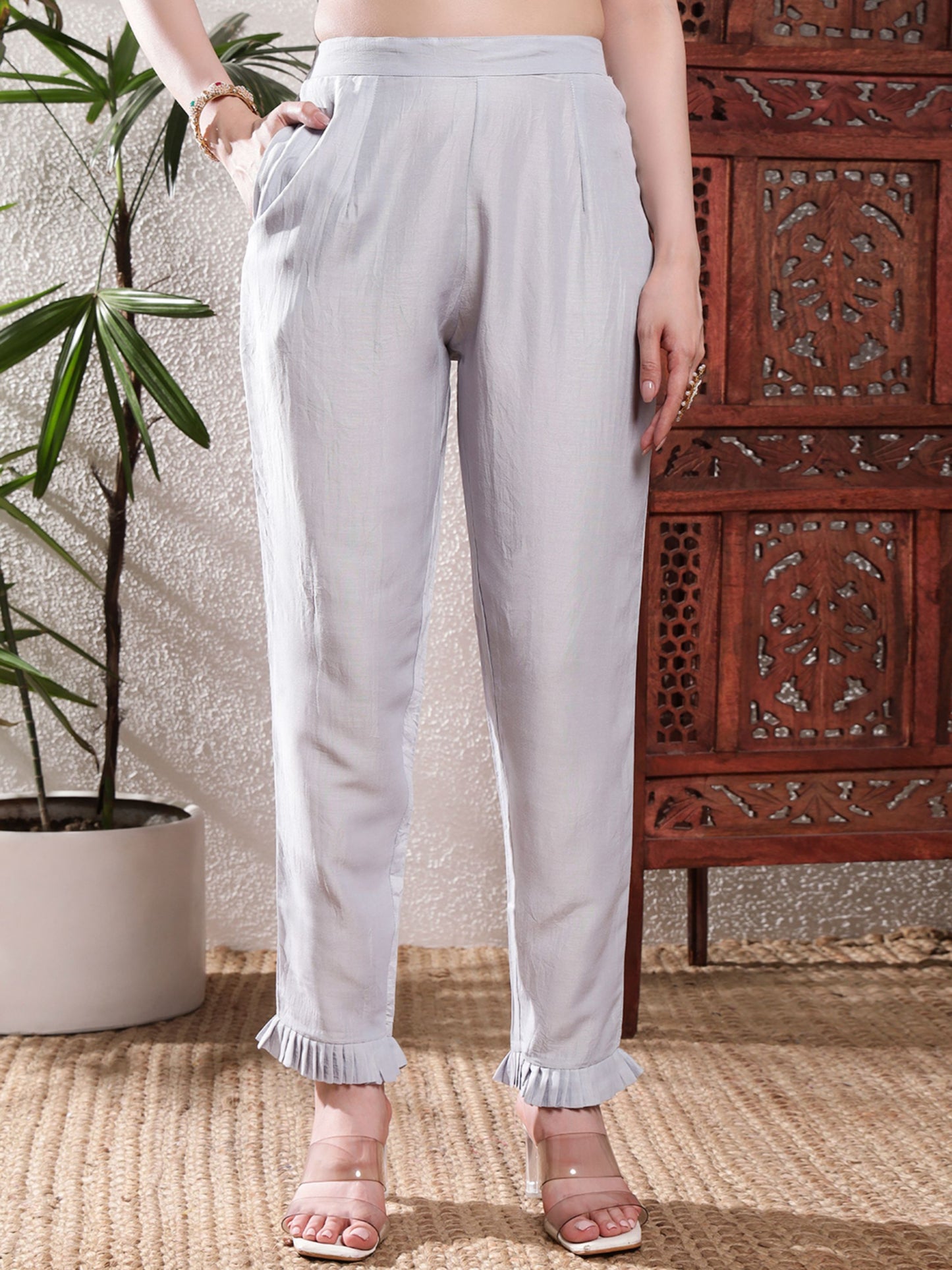 Baby Blue Embroidered Silk Women's Kurta, Pyjama & Dupatta Set