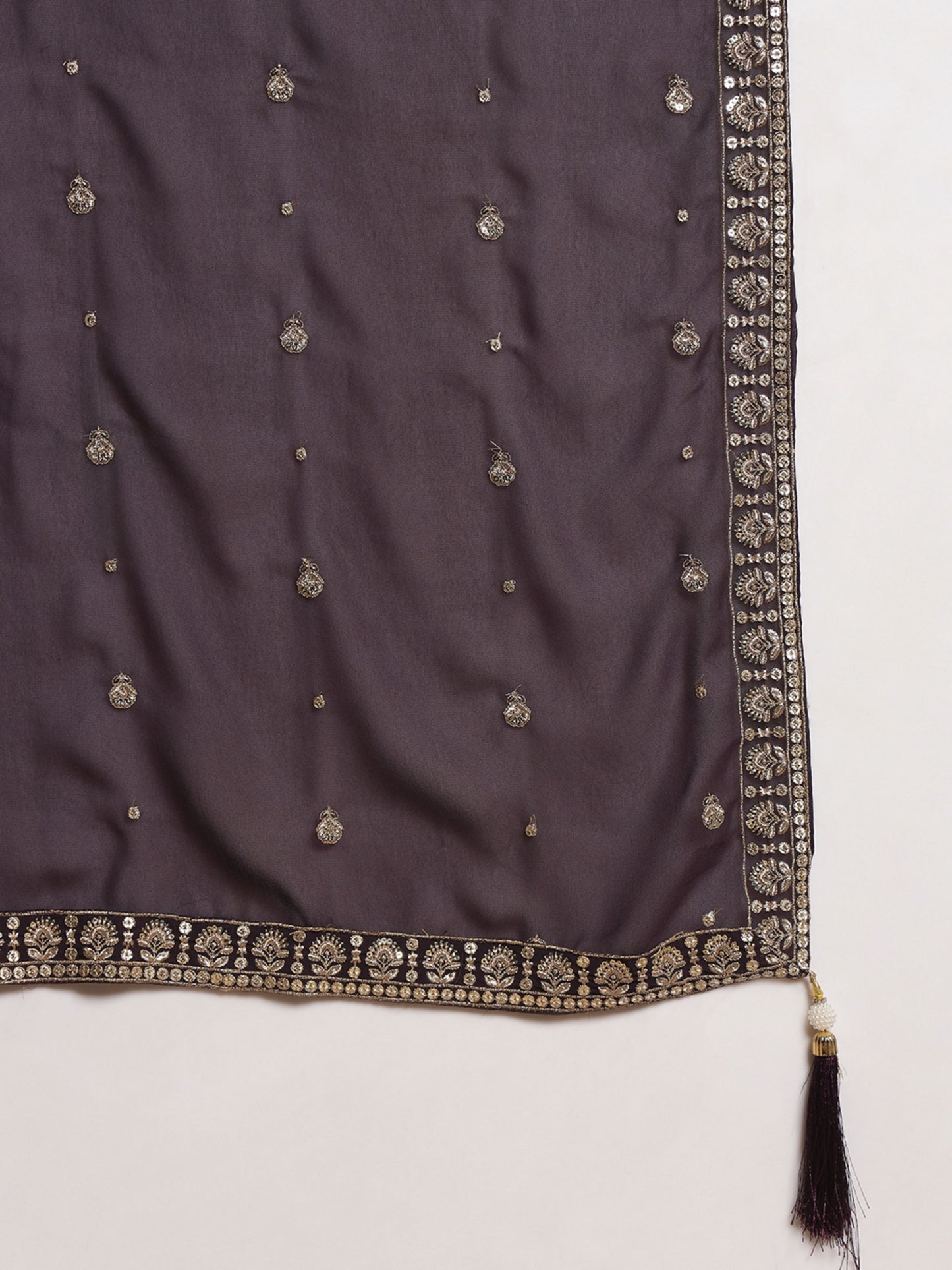 Starbucks Brown Embroidered Georgette Women's Kurta and Palazzo Set