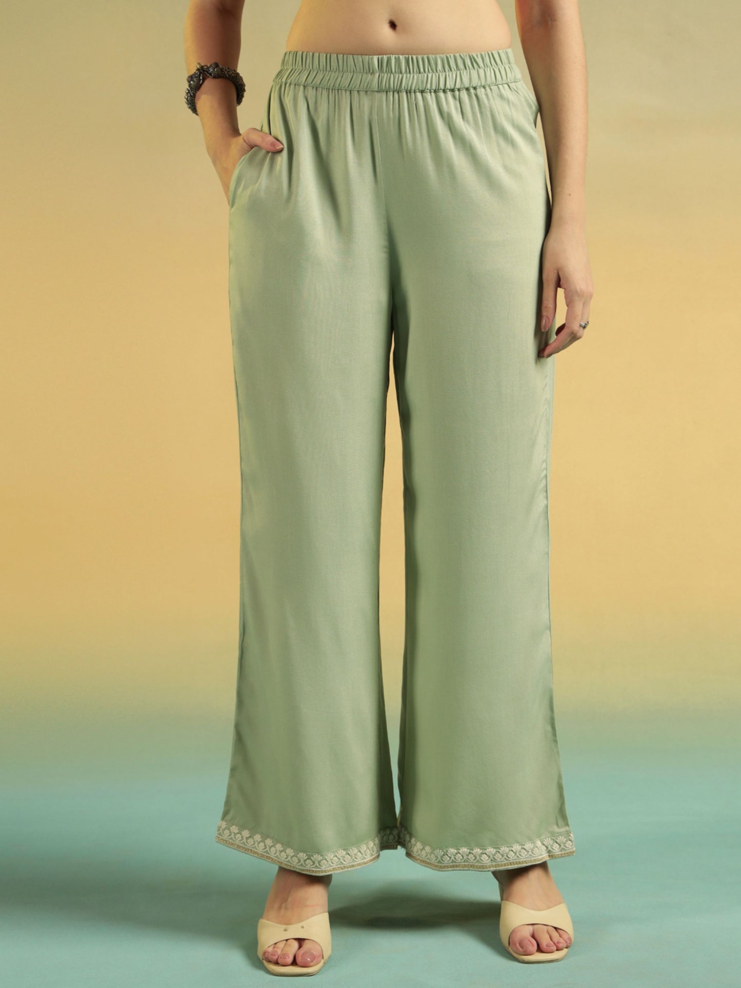 Pista Embroidered Rayon Women's Kurta and Palazzo Set