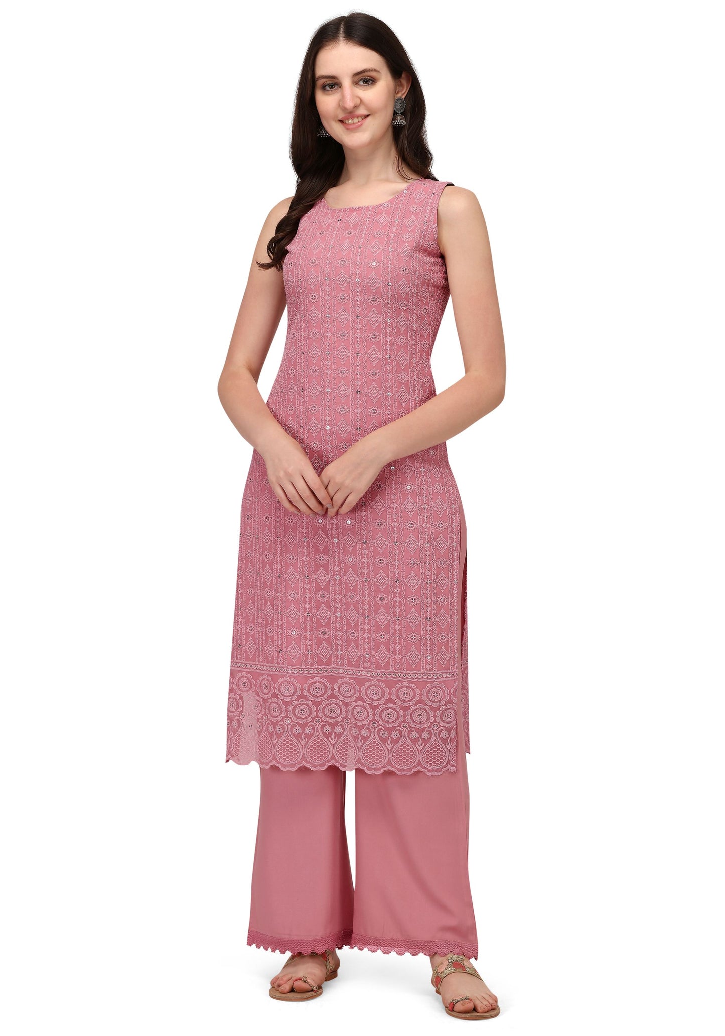 Women's Schiffily Georgette  Kurta and Palazzo Set