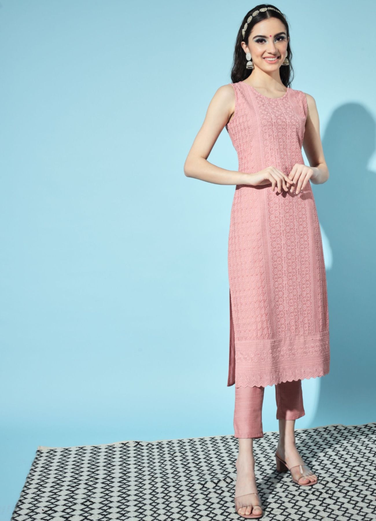 Women's Embroidered Silk Blend Kurta Pyjama & Dupatta Set