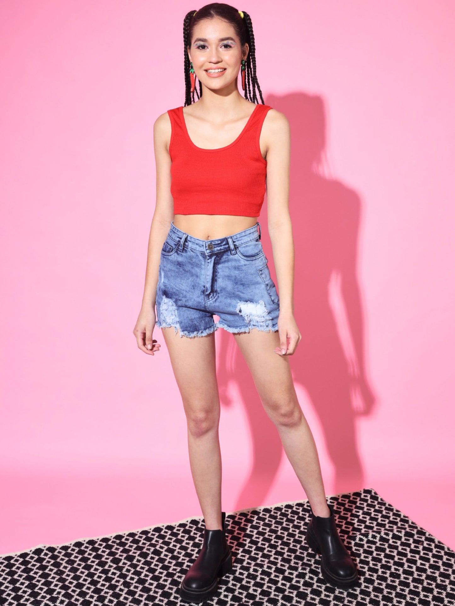 Women's Casual No Sleeve Solid  Red Top
