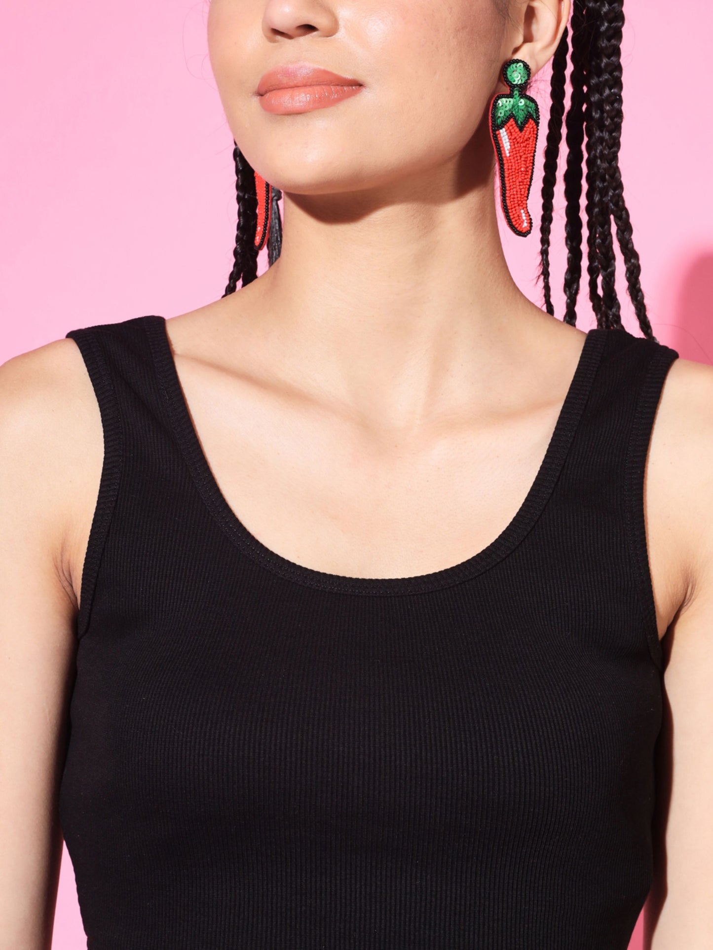 Women's Casual No Sleeve Solid Black Top