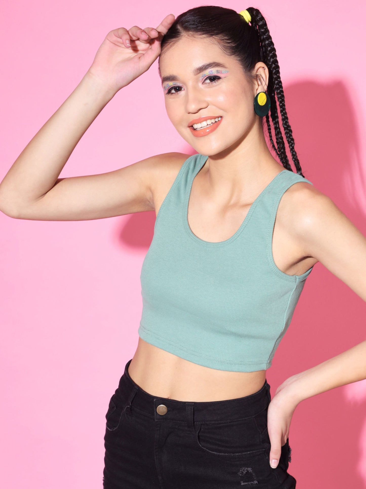 Women's Casual No Sleeve Solid  Pista Top