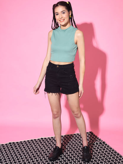 Women's Casual No Sleeve Solid Pista Top