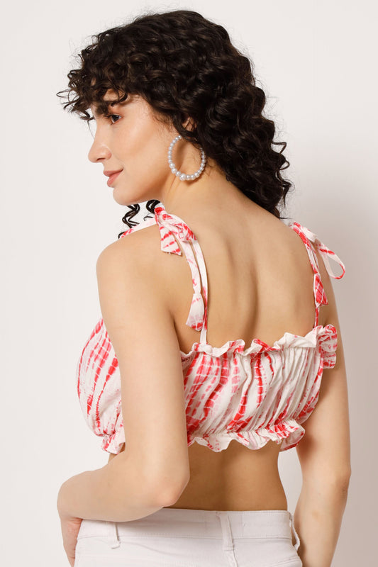 Women's  Beach Wear No Sleeve Printed Red Top