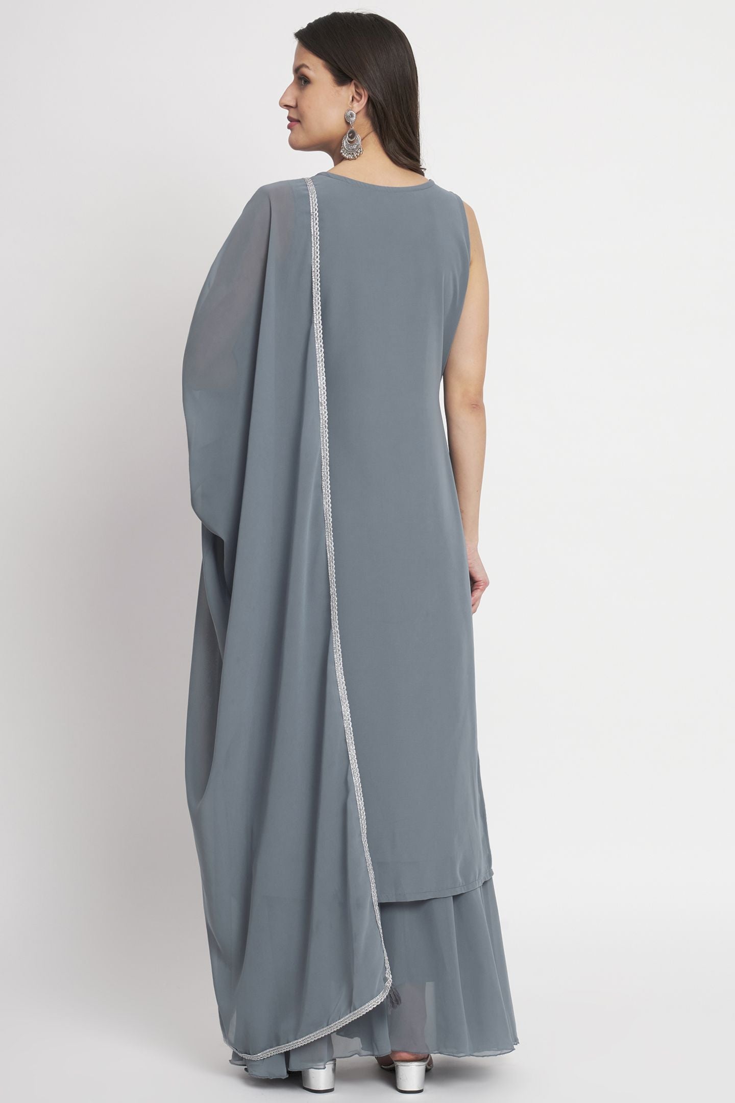 Women's Embroidered Georgette Kurta Palazzo and Dupatta Set