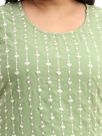 Peach Embroidered Georgette Kurta and Sharara Set