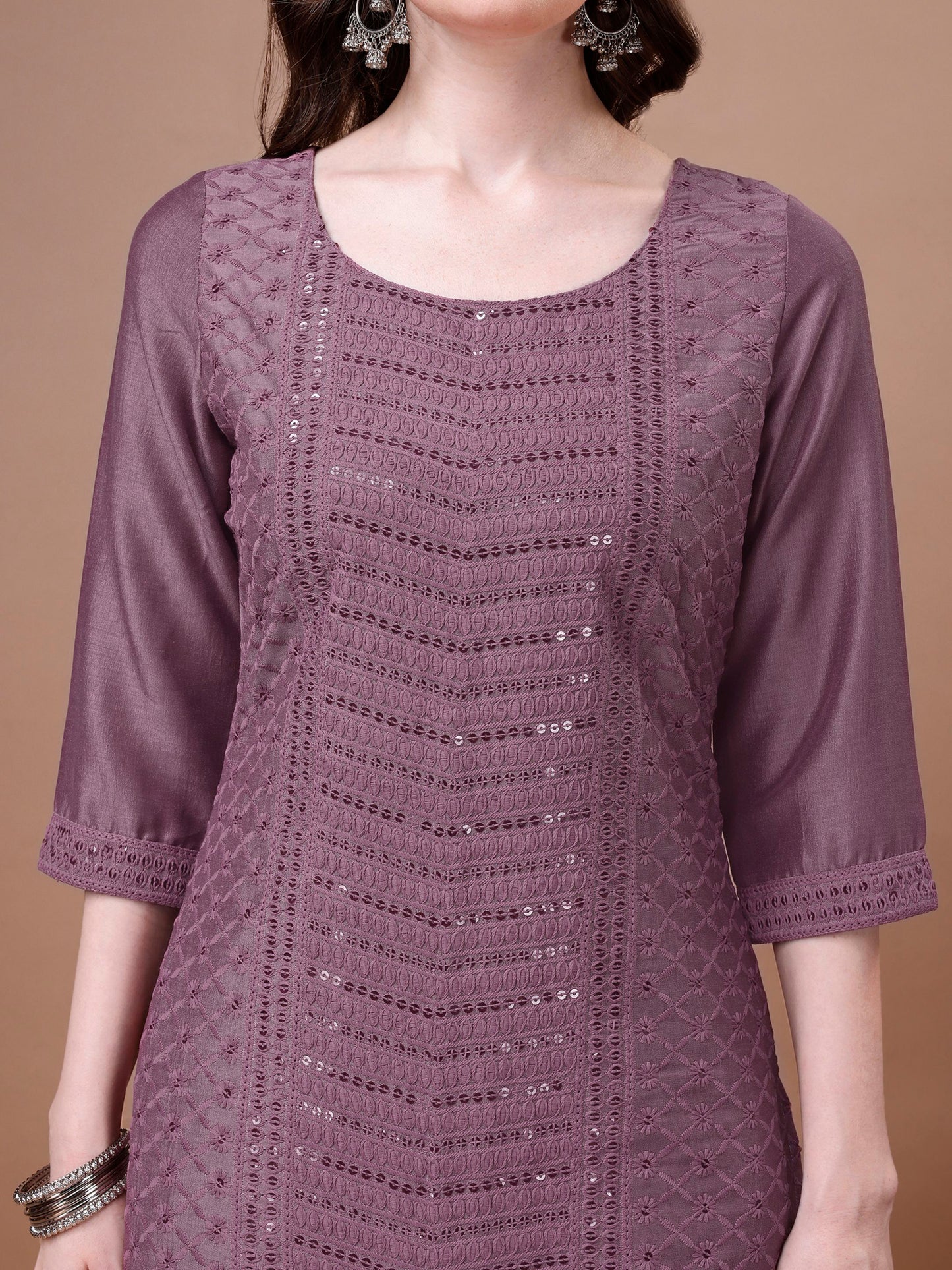 Women's Embroidered Silk Blend Kurta Pyjama & Dupatta Set