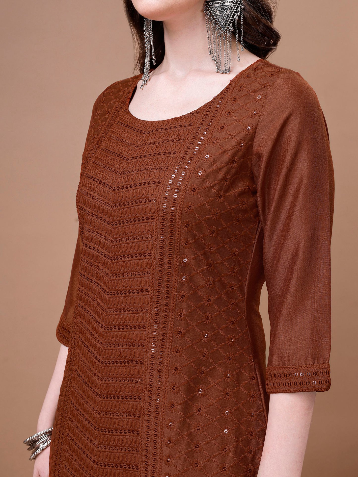 Women's Embroidered Silk Blend Kurta Pyjama & Dupatta Set