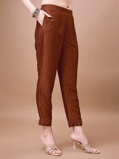 Women's Embroidered Silk Blend Kurta Pyjama & Dupatta Set