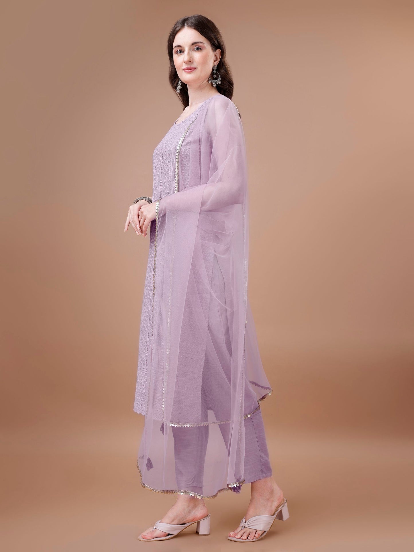 Women's Embroidered Silk Blend Kurta Pyjama & Dupatta Set