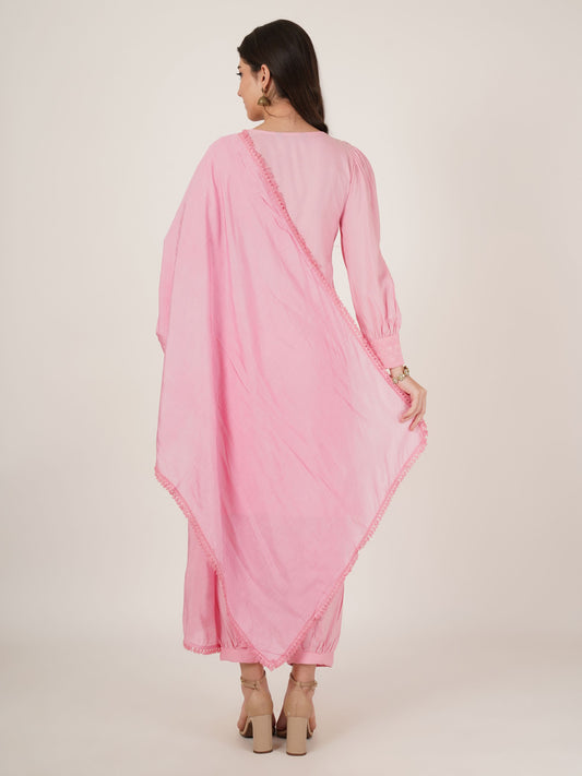 Women's  Embroidered Rayon Kurta Pyjama & Dupatta Set