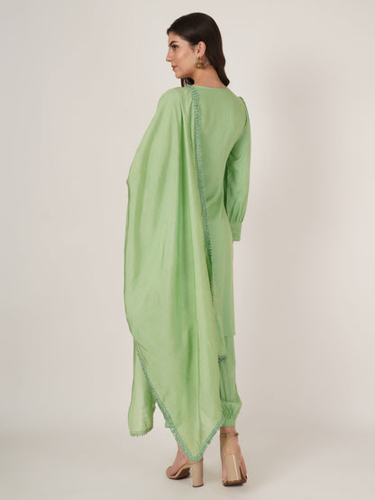 Women's  Embroidered Rayon Kurta Pyjama & Dupatta Set