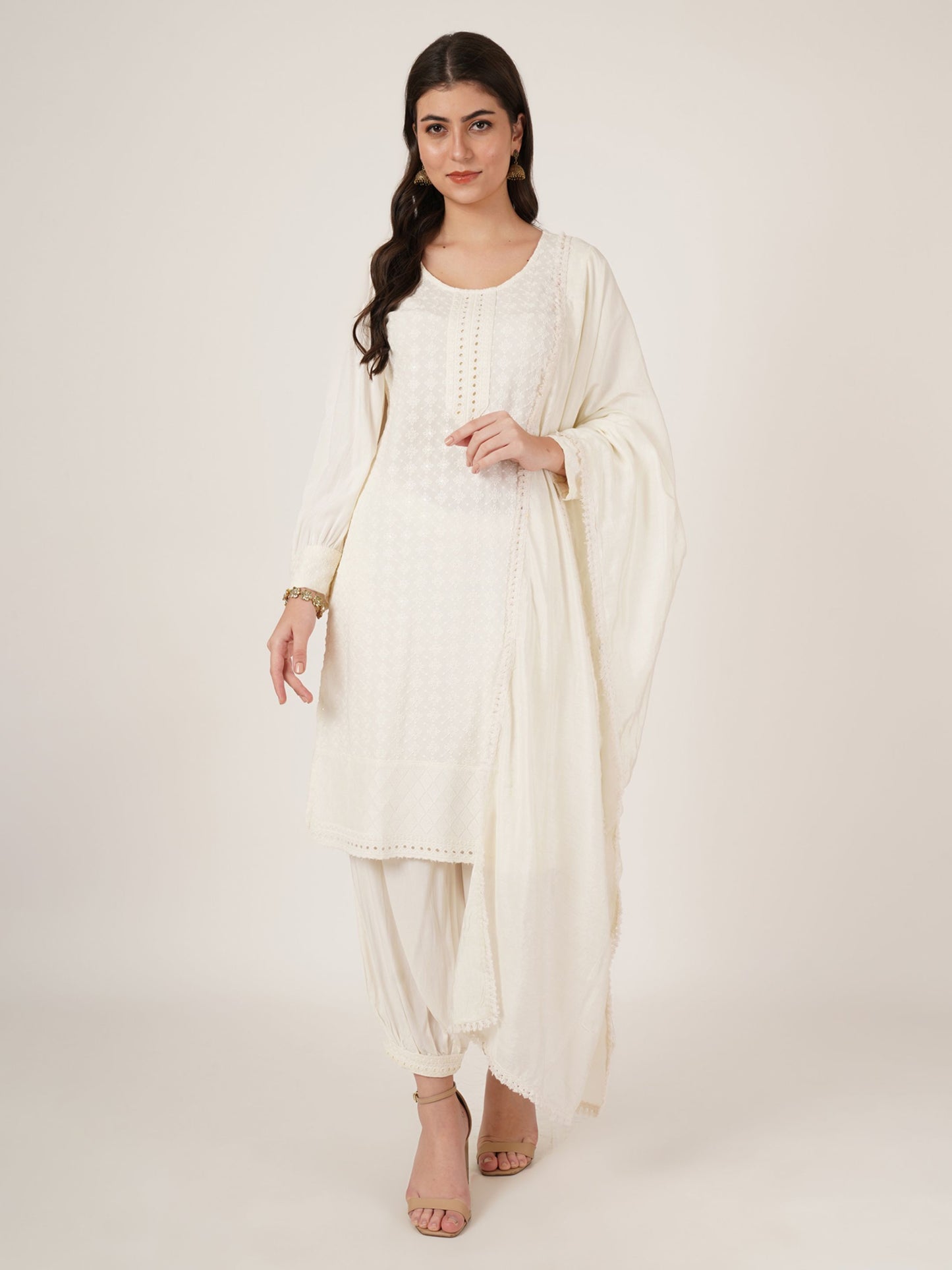 Women's  Embroidered Rayon Kurta Pyjama & Dupatta Set