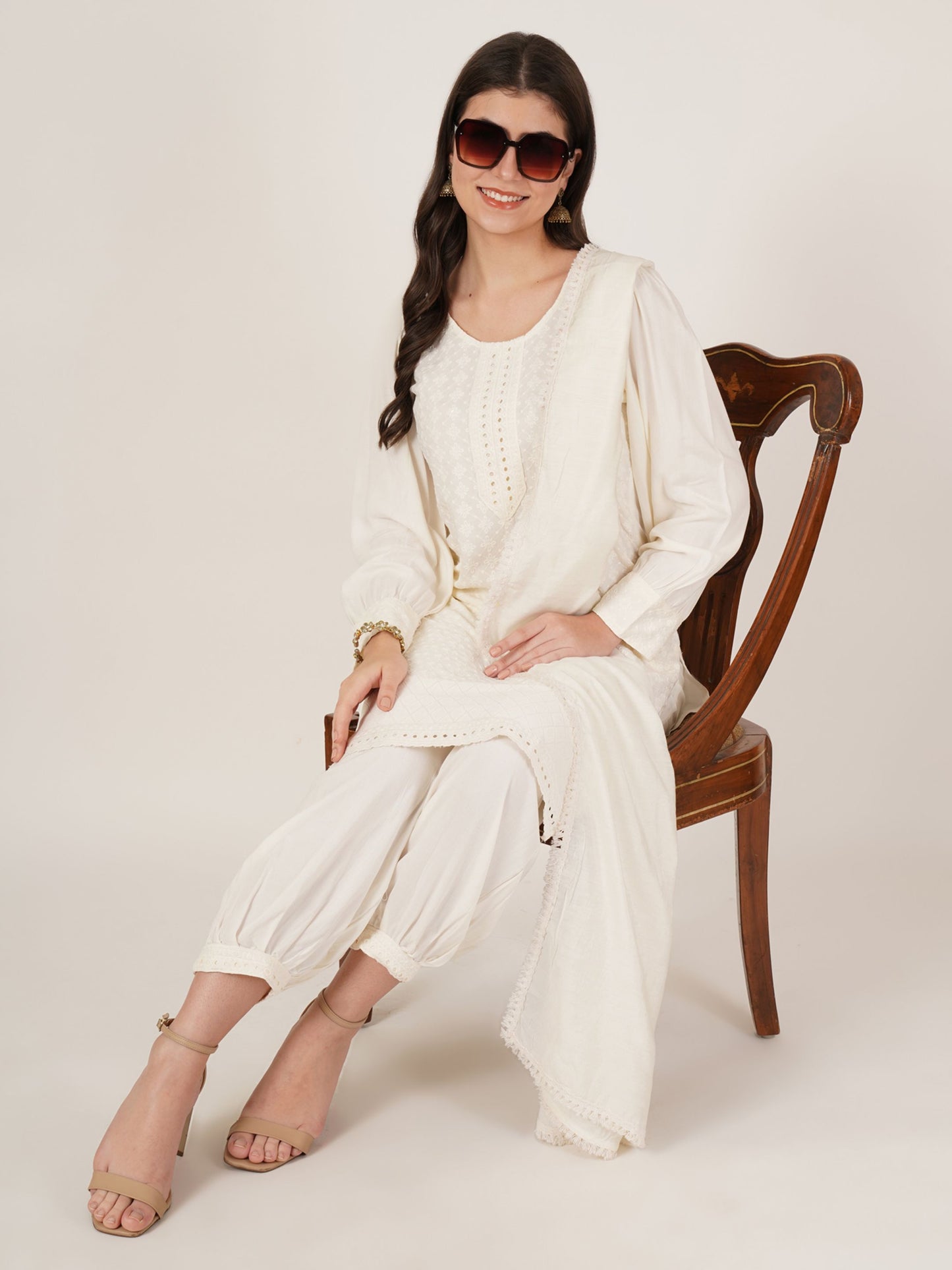 Women's  Embroidered Rayon Kurta Pyjama & Dupatta Set
