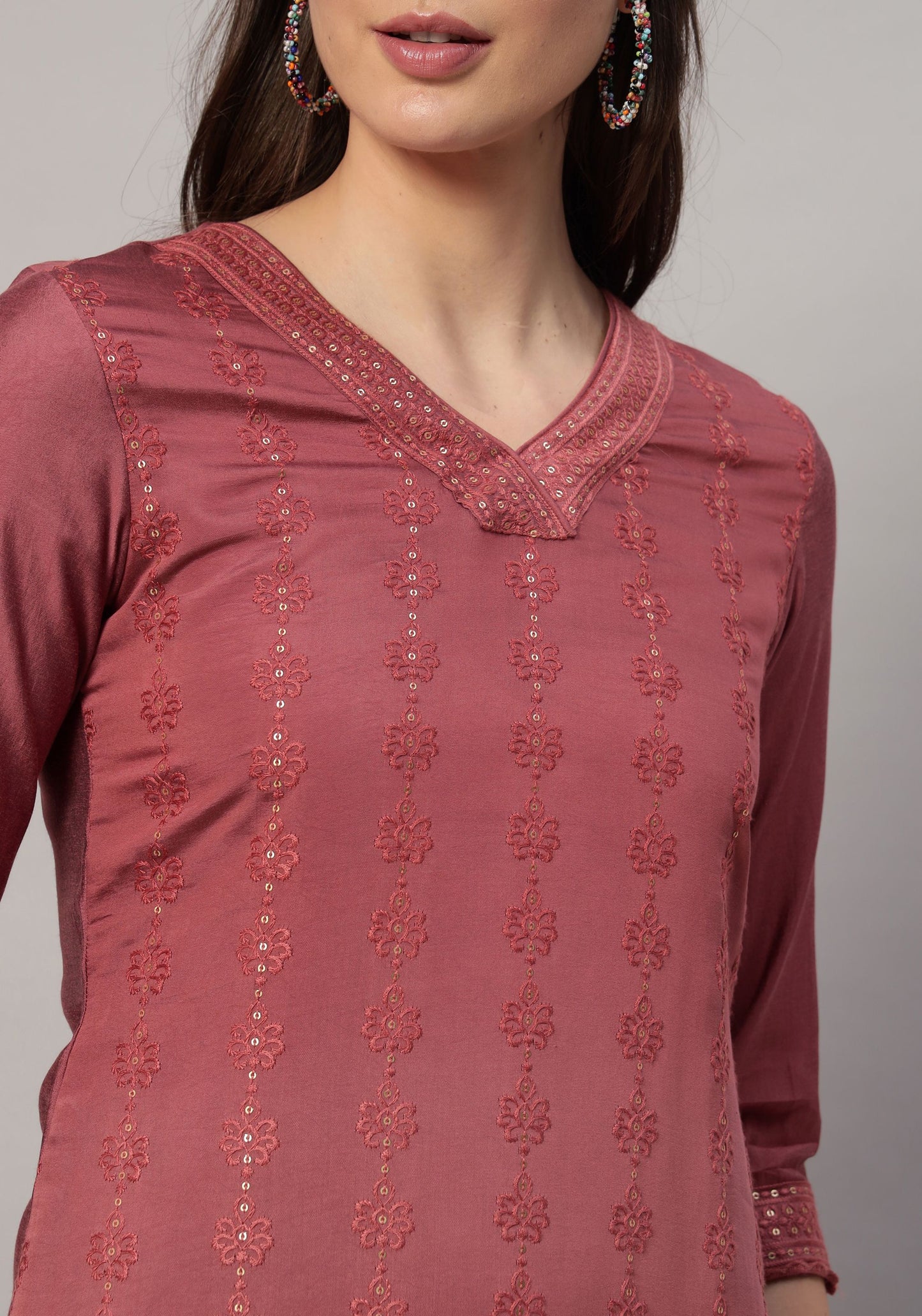 Women's Embroidered Silk Blend  Kurta Pyjama & Dupatta Set