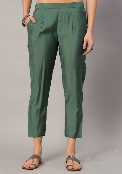 Women's Mustard Embroidered Silk Blend Kurta Pyjama & Dupatta Set