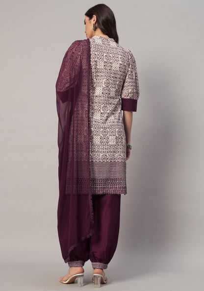 Women's  Embroidered Viscose  Kurta Dhoti Pant & Dupatta Set