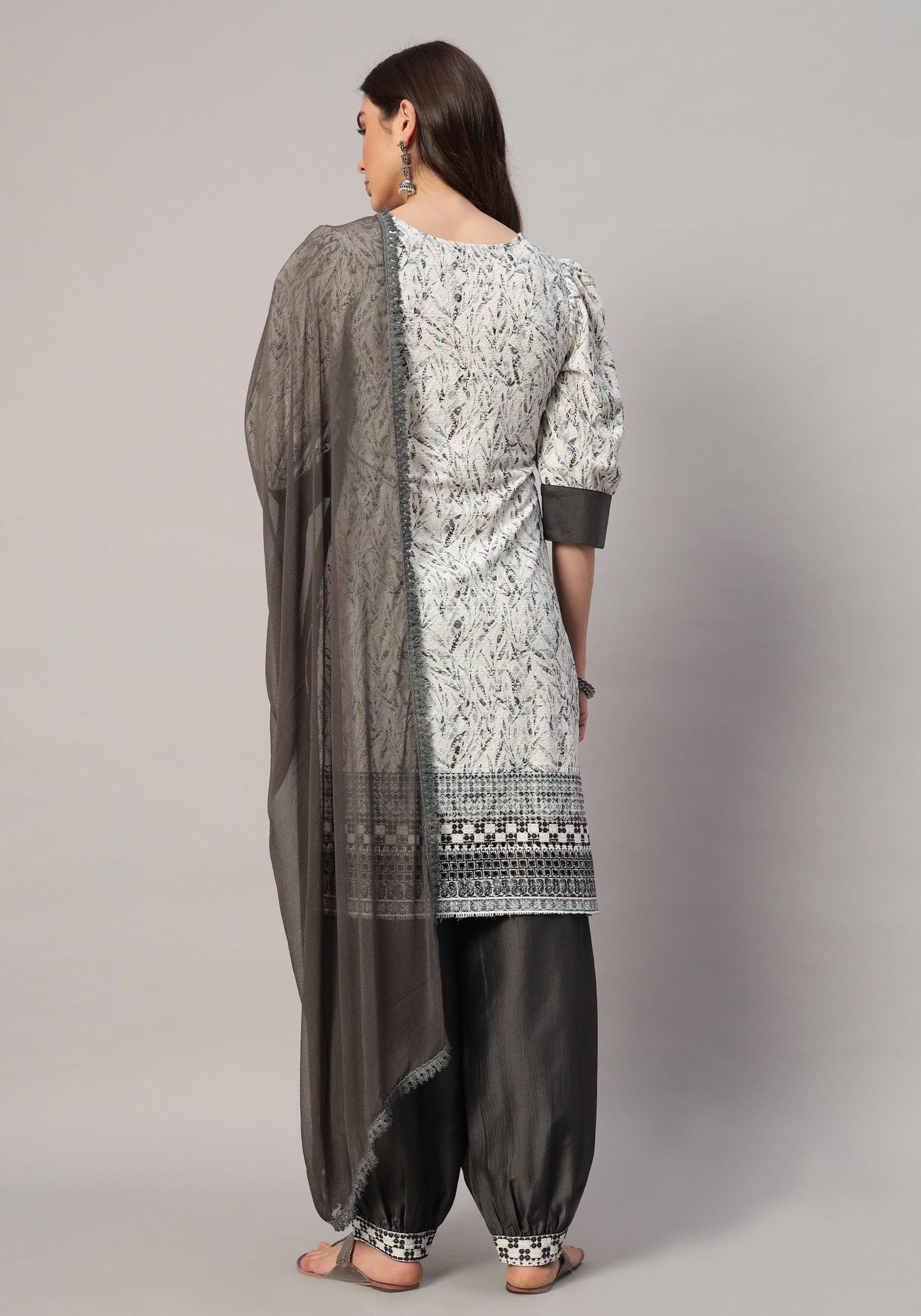 Women's  Embroidered Viscose  Kurta Dhoti Pant & Dupatta Set