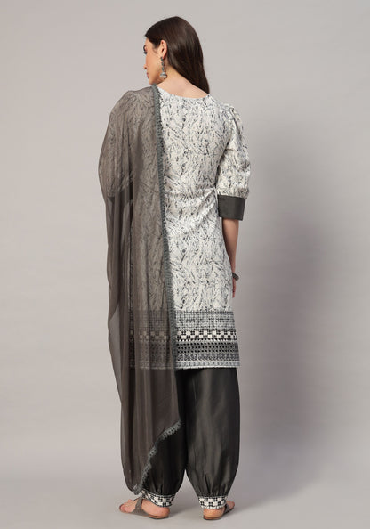 Women's  Embroidered Viscose  Kurta Dhoti Pant & Dupatta Set