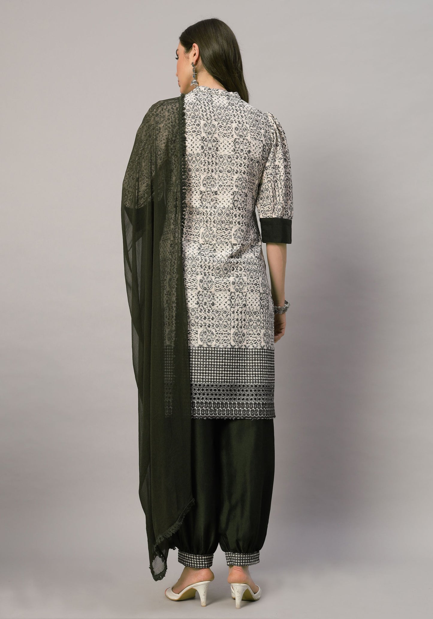 Women's  Embroidered Viscose  Kurta Dhoti Pant & Dupatta Set