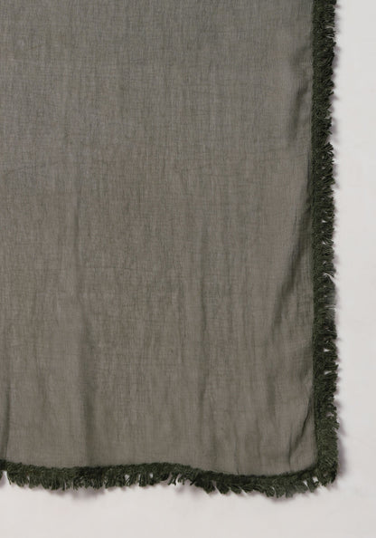 Women's  Olive Embroidered Viscose Kurta Dhoti Pant & Dupatta Set