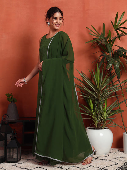 Women's Embroidered Georgette Kurta and Palazzo Set