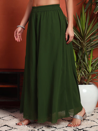 Women's Embroidered Georgette Kurta and Palazzo Set