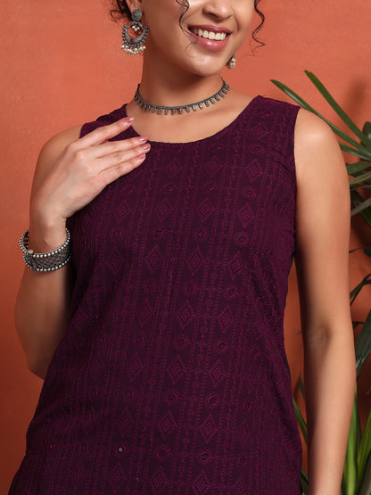 Women's Embroidered Georgette Kurta and Palazzo Set